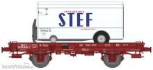 REE Modeles WB-650 - UFR Mono-Porteur rouge, plain wheels N°597848 + Refrigerator Trailer « STEF » Era III