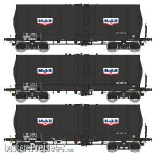 REE Modeles WB-662 - SET of 3 FAUVET-GIREL Tank wagon, bogie Y 23 “MOBIL”, Era III