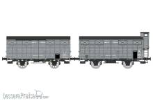 REE Modeles WB-683 - SET of 2 CLOSED Wagons OCEM 19, N°KKuw 229005, spoked wheels, closed shutters and N°KKwf 241572, plain wheels, closed shutters, Brakesman Home, MIDI Era II