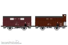 REE Modeles WB-685 - SET of 2 CLOSED Wagons OCEM 19, N°KKw 169949, ever brake, closed shutters, and N°KKwf 180718, plain wheels, closed shutters, Brakesman Home, PLM Era II