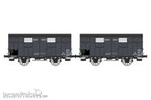 REE Modeles WB-687 - SET of 2 CLOSED Wagons OCEM 19, N°KKw 320565 and N°KKw 320294, spoked wheels, opened closed, AL Era II