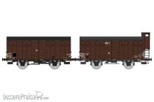 REE Modeles WB-689 - SET of 2 CLOSED Wagons OCEM 19, N°K 251047, plain wheels, closed shutters and N°KKwwf 180457, plain wheels, closed shutters, brakesman home, SNCF South East Era III B