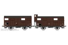 REE Modeles WB-701 - Set of 2 PLM 20 T Closed Wagon brown, N° K 373575 with Z body reinforcements, et N° Kf 391789 with brakesman home, SNCF Era III B
