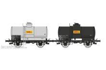 REE Modeles WB-706 - Set of 2 Tank Wagon SHELL, Alu, black frame, SNCF Era III