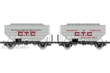 REE Modeles WB-723 - Set of 2 Grain wagons CTC & CTC UNAC, grey, black frame, Era III