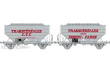 REE Modeles WB-729 - Set of 2 Grain wagons Transcéréales ESMERY-CARON & CTC, grey, Era IV