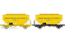 REE Modeles WB-732 - Set of 2 Grain wagons « GRANDS MOULINS DE COUTRAS », yellow, Era IV