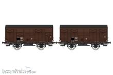 REE Modeles WB-737 - Set of 2 Vegetables wagons 14 T PLM brown wagon 540, N° Fa 35203 & Fa 35278, SNCF Era III A