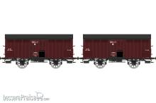 REE Modeles WB-757 - Set of 2 Vegetables wagons 10 T PLM, red Sideros, N° HP 1245 & HP 982, PLM Era II