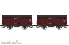 REE Modeles WB-759 - Set of 2 Vegetables wagons 10 T PLM, red Sideros, N° Fa 33658 & Fa 33791, PLM Era II