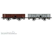 REE Modeles WB-817 - Set of 2 PLM Gondola 4 doors, steel, brown 530 and grey PLM, TTw 225503 & TT 225692 PLM Era II