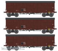 REE Modeles WB-910 - SNCF Set 3-teilig gedeckte Güterwagen TP mit jew. 4 Türen Ep.IIIa