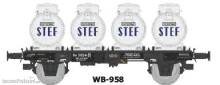REE Modeles WB-958 - Flachwagen mit 4 Milchcontainern “STEF” SNCF - Ep.III
