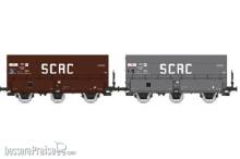 REE Modeles WB-960 - 2tlg. Set Kokswagen SCRC in brauner und grauer Farbgebung der SNCF, 1 Wagen mit Bremserbühne - Ep.III