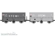 REE Modeles WB-961 - 2tlg. Set Kokswagen STEMI in grauer Farbgebung der SNCF, 1 Wagen mit Bremserbühne - Ep.III