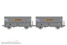 REE Modeles WB-968 - 2tlg. Set Kokswagen ´SIMOTRA´ in grauer Farbgebung der SNCF mit Bremserbühne - Ep.IV-V