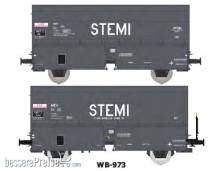 REE Modeles WB-973 - 2tlg. Set Kokswagen ´STEMI´ in dunkelgrauer Farbgebung der SNCF, 1 Wagen mit Bremserbühne - Ep.III