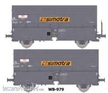 REE Modeles WB-979 - 2tlg. Set KoksWag ´SIMOTRA´in grauer Farbgebung der SNCF, 1 Wagen mit Bremserbühne - Ep.IV-V