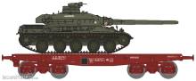 REE Modeles WBA-031 - Flat Wagon SSym46 SNCF Era.IV + Char AMX 30 LANGUEDOC 1DB 6RD Green