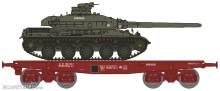REE Modeles WBA-032 - Flat Wagon SSym46 SNCF Era.IV + Char AMX 30 PROVENCE 1DB 6RD Green