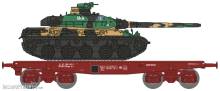 REE Modeles WBA-036 - Flat Wagon SSym46 SNCF Era.IV + Char AMX 30 ULM 1DB 1RD 3 colours tones