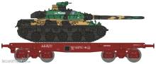 REE Modeles WBA-037 - Flat Wagon SSym46 SNCF Era.IV + Char AMX 30 LA MARNE 1DB 1RD 3 colours tones