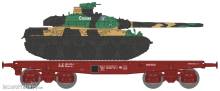REE Modeles WBA-038 - Flat Wagon SSym46 SNCF Era.IV + Char AMX 30 COLMAR 1DB 1RD 3 colours tones