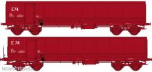 REE Modeles WBSE-012 - SET of 2 Gondola Fas Era.V Bogie Y25 N°31 87 673 6 163-3 without platform & N°31 87 673 7 184-8 with Brakesman platform (1994)
