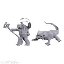 Wizkids WIZ90707 - D&D Nolzur´s Marvelous Miniatures Miniaturen unbemalt Tortle Druid & Wild Shape Giant Lizard