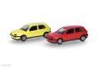 Herpa 014014 - Herpa MiniKit: Volkswagen (VW) Golf III VR6 2türig, 2er-Set, Schwefelgelb/Flashrot