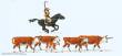 Preiser 10159 - Langhornrinder, Cowby zu Pfer