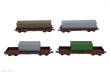 Heris 11599-B - 4-SET, 4-achsiger Niederbordwagen SNCB, braun, beladen mit 20+40 Fuß Container unbedruckt/unbeschriftet, typische Farblackierung US-Army, einmalige Auflage, Ep.IV/V