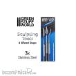 Greenstuff World GS-1011 - 3x Modellierwerkzeug Set