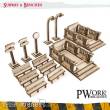 PWork Wargames TS00900MDF - MDF TERRAIN Subway & Benches