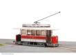Halling OLD-PL3-S - Oldtimer Straßenbahn Pula, Tw 3, rot-weiss, hochwertiges Standmodell