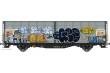 Albert Modell 245054 - Schiebewandwagen Hbbillns - CH-SBB - Ep.V - mit Graffiti - in silberner Farbgebung
