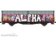 Albert Modell 245056 - Schiebewandwagen Hbbillns - CH-SBB - Ep.VI - mit Graffiti - in silberner Farbgebung