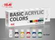 ICM 3010 - Acrylic paint set Basic acrylic colors, 6x 12 ml