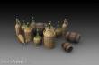 Royal Model RM786 - Wicker Bottles Demijohn Glass and small barrels