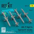 ResKit Models RS32-0457 - AIM-7F High Vis Sparrow III missiles (4 pcs) (F-4, F-5, F-15, F-16, F-14, F/A-18) (3D Printed)