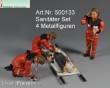 Prehm-Miniaturen 500133 - Medi-Set - zwei Sanitäter, Notarzt und verletzte Person auf Trage.