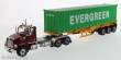 Diecast Masters 71049 - Western Star 4700SB Tandem w. 40Ft Container Zugmaschine + Auflieger - Rot mit gelber Auflieger und 40Ft Evergreen Container