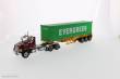 Diecast Masters 71049 - Western Star 4700SB Tandem w. 40Ft Container Zugmaschine + Auflieger - Rot mit gelber Auflieger und 40Ft Evergreen Container