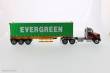 Diecast Masters 71049 - Western Star 4700SB Tandem w. 40Ft Container Zugmaschine + Auflieger - Rot mit gelber Auflieger und 40Ft Evergreen Container