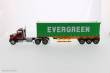 Diecast Masters 71049 - Western Star 4700SB Tandem w. 40Ft Container Zugmaschine + Auflieger - Rot mit gelber Auflieger und 40Ft Evergreen Container