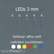 Tams Elektronik 81-30242-05 - LEDs 3 mm, warmweiß, diffus weiß