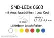 Tams Elektronik 81-50168-10 - SMD-LEDs Bauform 0603 mit angelöteten Drähten, Low Cost, blau