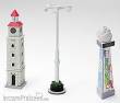 Tomytec 976198 - Bahnhofsausschmückung, Uhrenturm, Werbeturm, Lichtmast