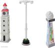 Tomytec 976198 - Bahnhofsausschmückung, Uhrenturm, Werbeturm, Lichtmast