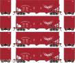 Athearn 75001290 - 40´ Woodchip Hopper Gulf, Mobile & Ohio 4-Wagen GMO #82507 / 82512 / 82526 / 82539